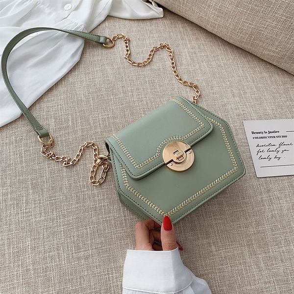 

2020 new korean version of the western chain simple embroidery thread shoulder bag fashion wild personality crossbody bag