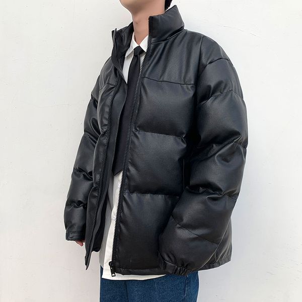 

new winter men pu jacket full sleeve warm parka oversized coats and men overcoat, Black