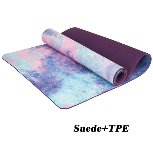 

professional suede natural tpe yoga mat 5mm thick anti slip sweat printed pilates exercise mat sports mats dance fitness pad