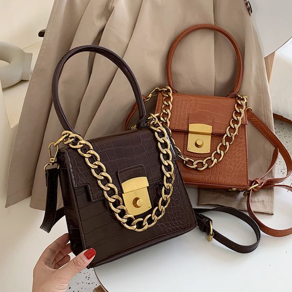 

vintage fashion female tote bag 2019 new quality pu leather women's designer handbag crocodile pattern shoulder messenger bag