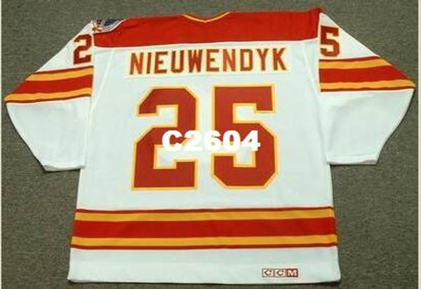 

mens #25 joe nieuwendyk calgary flames 1989 ccm vintage retro home hockey jersey or custom any name or number retro jersey, Black;red