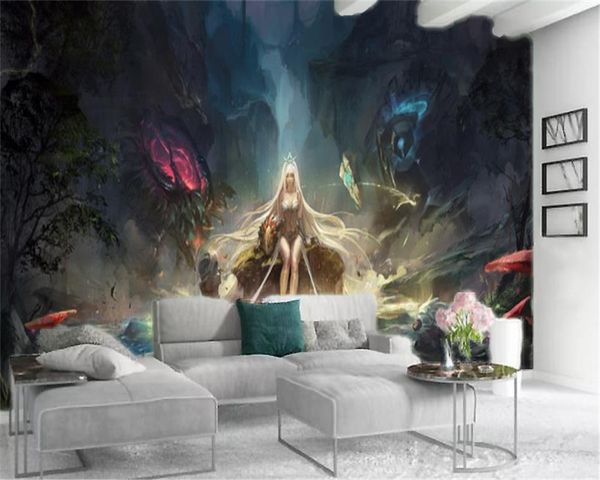 

3d mural wallpaper cartoon game beautiful girl living room bedroom background wall decoration mural wallpaper