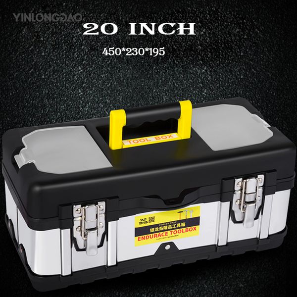 

stainless steel toolbox thickening car multi-function portable home repair tools large medium storage box iron repair tool box