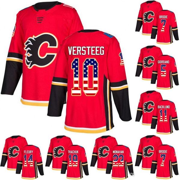 

calgary flames usa flag jersey 5 mark giordano 7 t.j. brodie 19 matthew tkachuk 6 dalton prout 24 travis hamonic hockey jerseys, Black;red