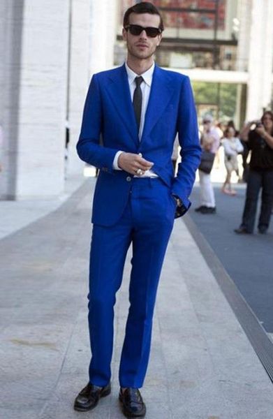 

fashion royal blue men wedding tuxedos notch lapel groom tuxedos excellent men blazer 2 piece suit prom/dinner jacket(jacket+pants+tie) 1606, Black;gray