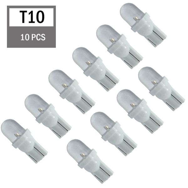 

10pcs car lights t10 168 w5w round led white park position light wedge bulb dc 12v