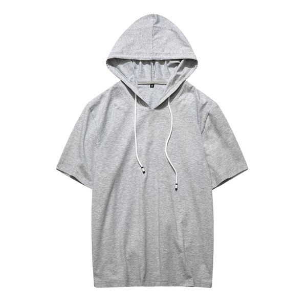 

2020 summer men tshirt casual solid loose hooded tees shirts male new sportswear hoodie short sleeve mens t-shirt clothing, White;black