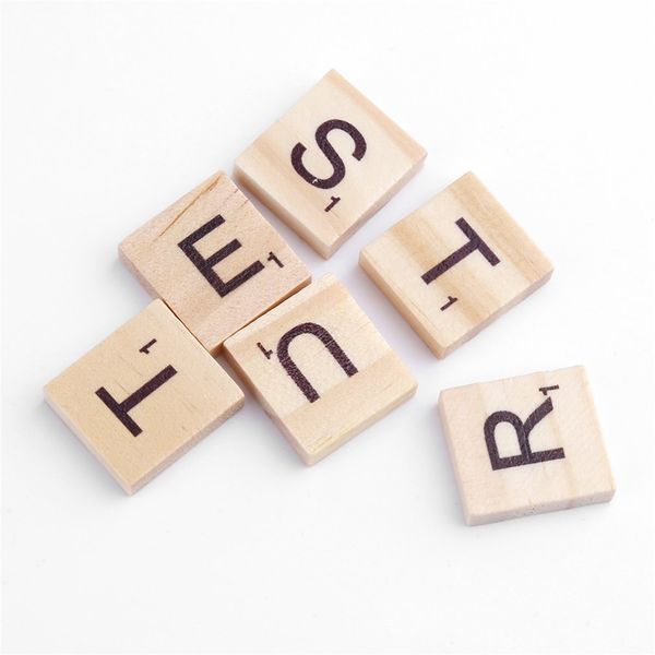 

100pcs/set wooden alphabet scrabble puzzles tiles black letters & numbers for crafts wood stickers decorations children toy