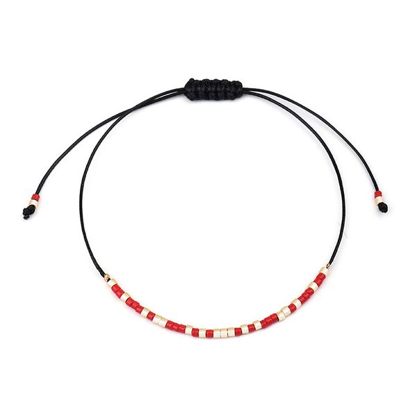 

men and women gift multi color small glass seed link bracelet for sale, Black