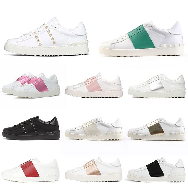 

luxury designer platform casual shoes white black silver fashion men women leather rivet open low sports sneakers size 35-46