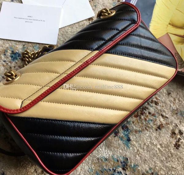 

5a quality 443497 26cm marmonts diagonal matelassé leather small shoulder bag,cerise leather trim,with dust bag+box,dhl ing