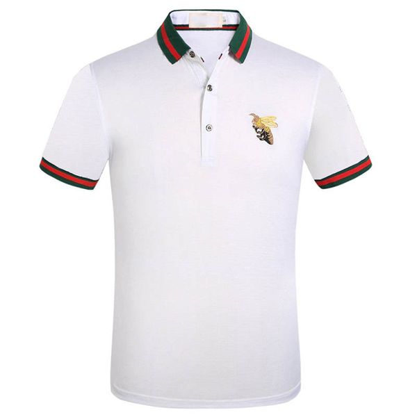 

mens polos shirts summer polos for men soft t-shirts with bee embroidery casual mens solid clothing -3xl 5 colors, White;black