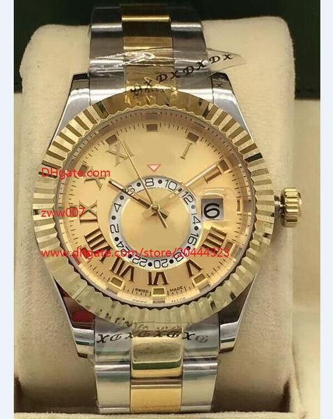 

factory suppliers luxury watch sapphire 42 mm gold dial 326935 automatic mechanical mens men's watch watches, Slivery;brown