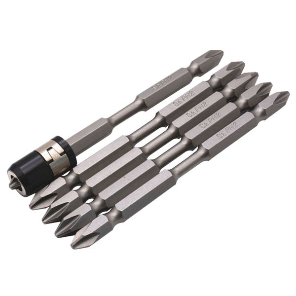 

5pcs s2 screwdriver bits set 100mm strong magnet driver steel double head hex shank with magnetizer ring