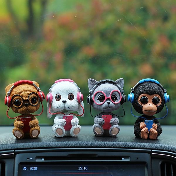

cute resin car dashboard doll cat dog shaking head dashboard decoration car ornament accessories for women girls toys