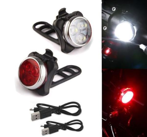 

яркий велоспорт велосипед 3 led head передний свет 4 режима usb аккумуляторная хвост клип свет лампы водонепроницаемый fietsverlichting # 20