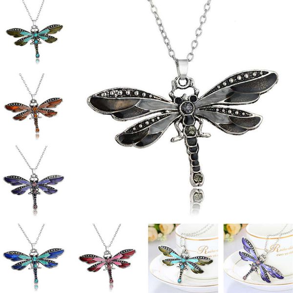 

six-color dragonfly creative necklace explosion sweater chain djn19 mix order pendant necklaces jewelry, Silver