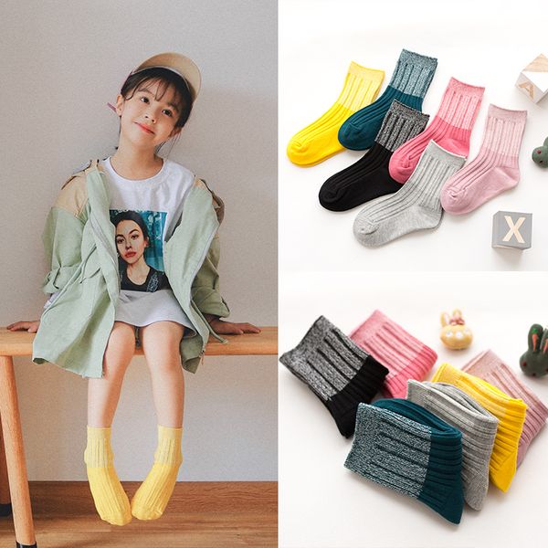 

children's cotton socks new baby baby autumn and winter socks matching color sports leisure rare earth heating luminous, Pink;yellow