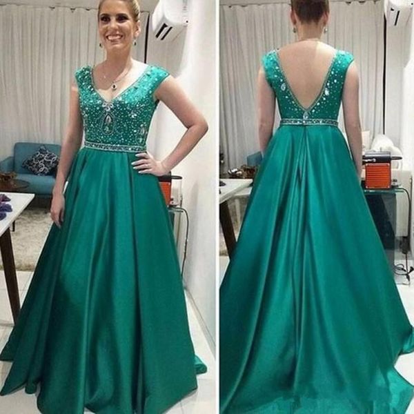 

latest teal green long mother of the bride dresses fashion v neck wedding guest dresses beaded satin a line formal evening dresses gowns, Black;red