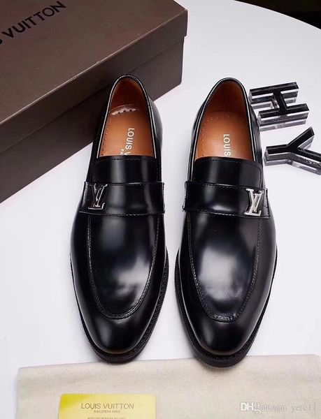 

20mm brands new luxury man shoe patent leather shoes dress office shoes man formal business leather shoes man madaj, Black