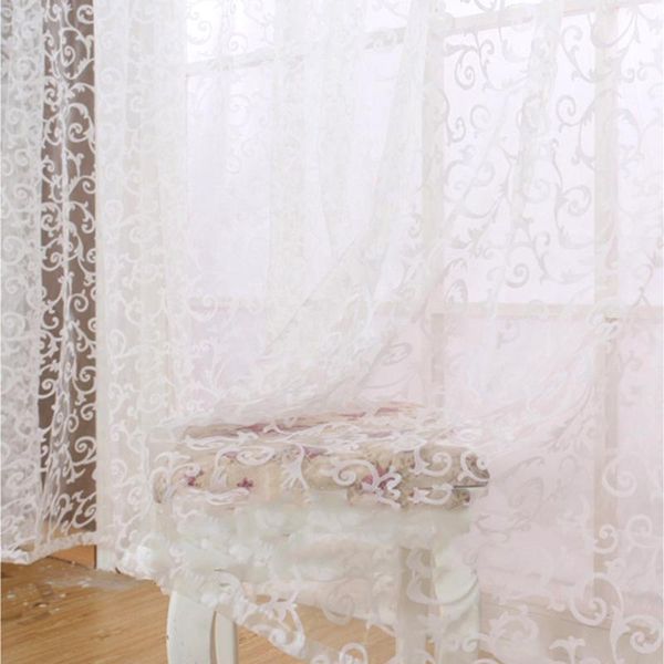 

chic room floral tulle curtain window door balcony panel sheer scarf curtain room decor home textile