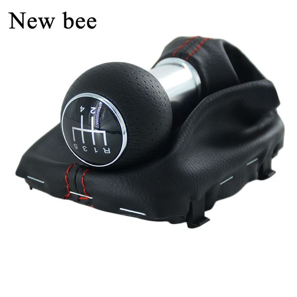 

newbee 23mm 5 / 6 speed car gear shift knob with gaiter boot cover for a3 8l 2001 2002 2003 red stitch