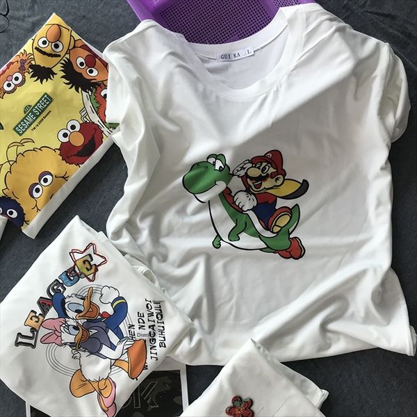 

short-sleeved student all-match short-sleeved t-shirt women's clothing student all-match t-shirt women's clothing, White