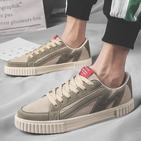 

the new spring 2020 men's canvas shoes wild shoes to help low tide korean version of casual wave of men's white shoes, Black