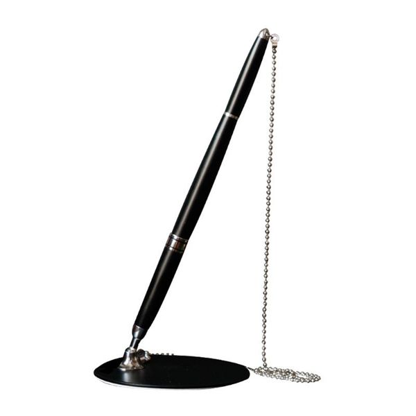 

classic metal ballpoint pen secure chain attached base stand desk office counter signature pens stationery gift l41e, Blue;orange