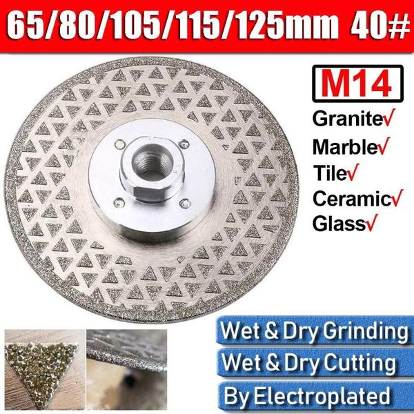 

1pc electroplated diamond cutting disc grinding wheel grinder both side coated saw blade for cuttting marble tile 65-125mm