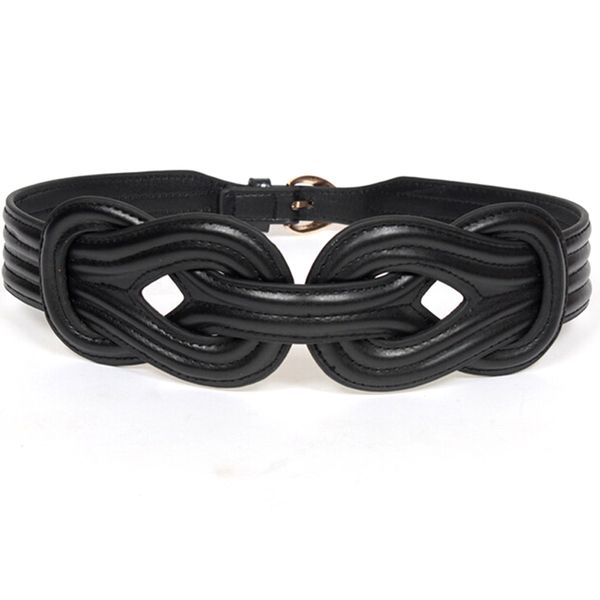

2019 fashion elastic wide female bow leather joker black tension women belt waist sealing y200501, Black;brown