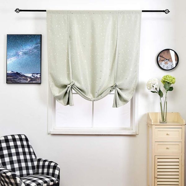 Jarl Home Rod Pocket Blackout Balloon Shade Window Curtains For
