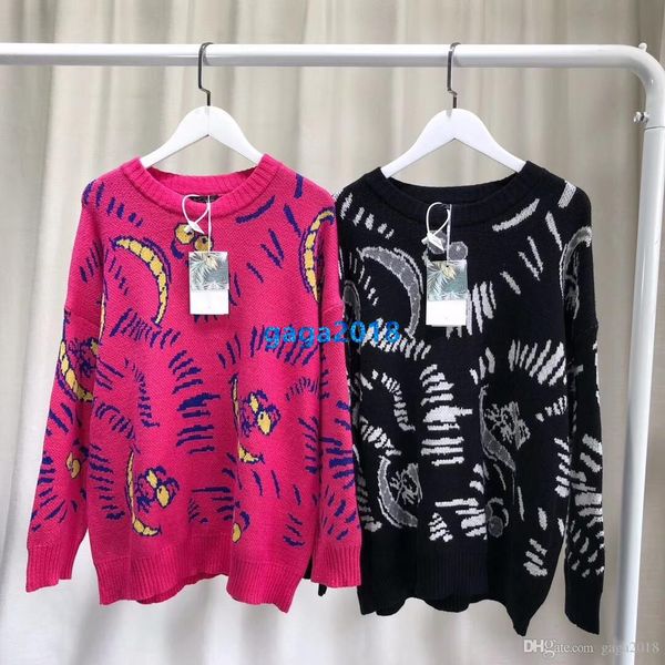 

high end женщины девушки вязать свитер на всем протяжении мультфильм мотив толстовка с длинным рукавом блузка рубашка трикотаж милан мода ди, White;black