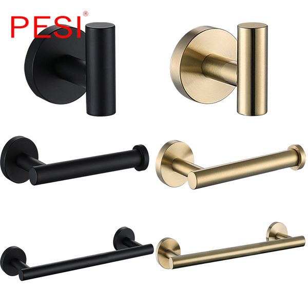

304 stainless steel bathroom accessories bathroom hardware set robe hook towel rail rack ring bar shelf paper holder ,black