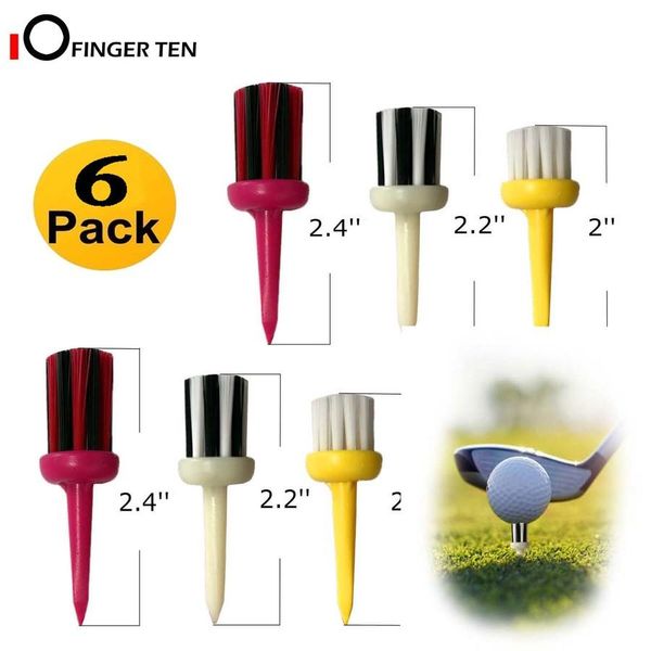 

6 pcs brush golf tees durable plastic mixed height 2.0 2.2 2.4 inch low friction for golfer practice htklg