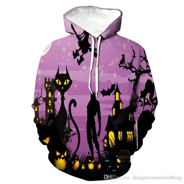 

pumpkin 3d print mens hoodies designer halloween long sleeve hooded couples sweatshirts festival special male clothing, Black