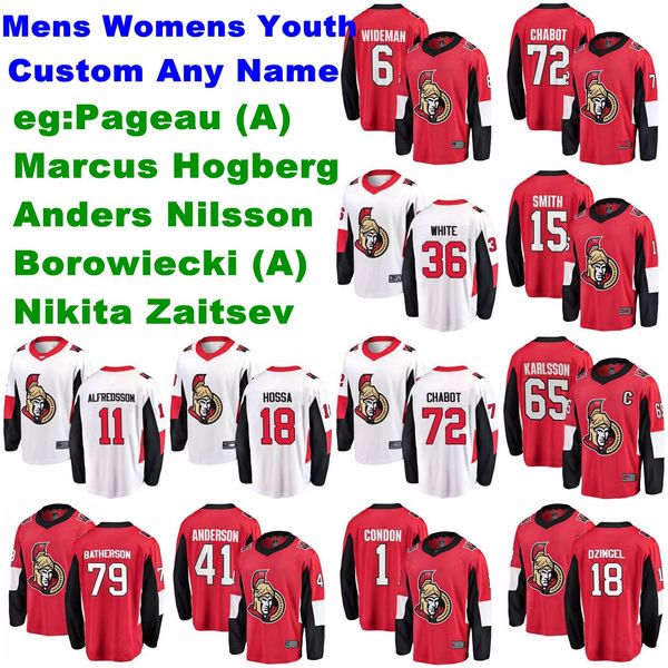 

mens custom ottawa senators jerseys nikita zaitsev jersey pageau mark borowiecki anders nilsson marcus hogberg ice hockey jerseys stitched, Black;red
