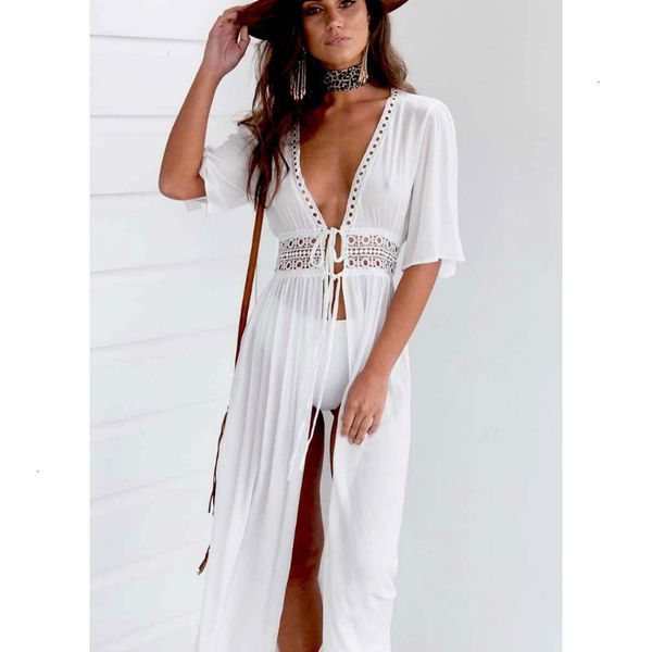 

women designer dresses womens clothes summer women bikini boho vestidos beachwear swimwear kaftan split deep v hollow out lace up, Black;gray