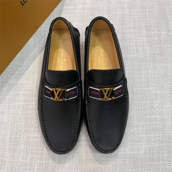 

2019 luxury brands loafers shoes fashion casual comfortable men shoes genuine leather slip-on men loafers dress flats shoes, Black