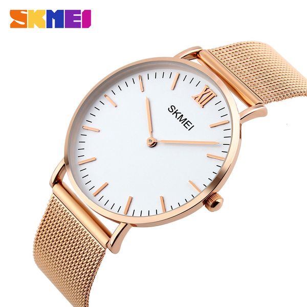 

skmei fashion casual women watches luxury ladies watch 3bar waterproof simple thin design wristwatches, Slivery;brown