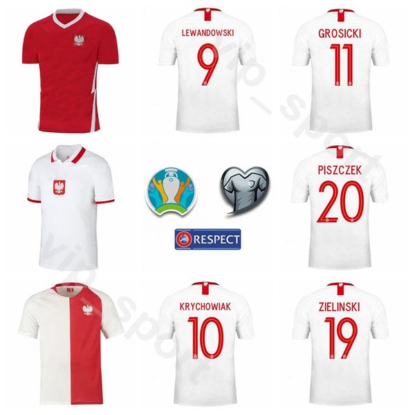 

poland soccer 9 robert lewandowski jersey 2020 european cup 11 grosicki 7 zielinski 7 milik 15 glik 14 klich football shirt kits uniform, Black;yellow