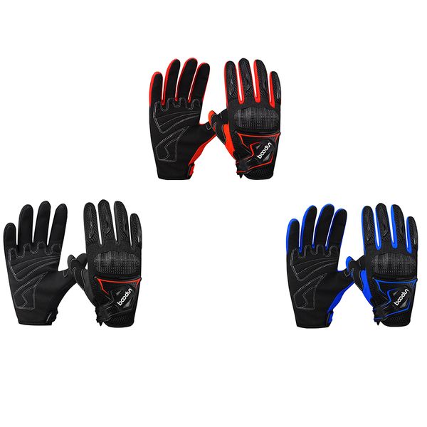 

men women shockproof full finger elastic motorcycle glove anti-slip sport racing cycling long mitten, Black