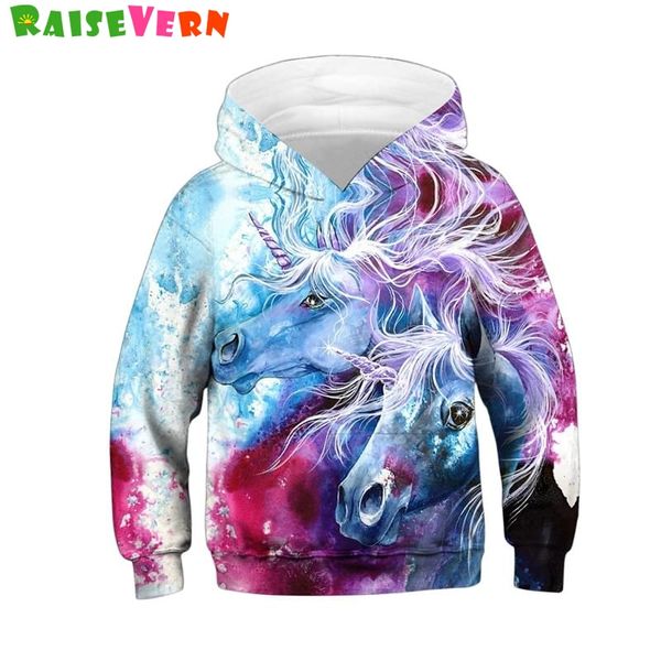 

lovely unicorn horse 3d printed boys girls hoodies kids harajuku hooded pullovers winter thin colorful sweatshirt children, Black