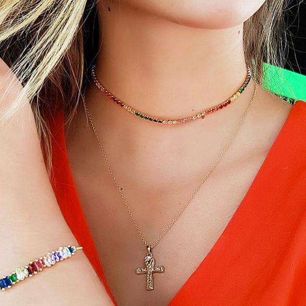 

ln1282 fashion necklace jewelry short necklace exquisite small cross-border sale, Silver