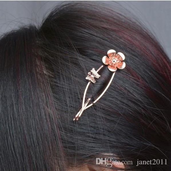 

butterfly flower hair clip clamps girls /ladies dainty gold silver rose gold metal hairpin hair clip great gift idea, Golden;silver