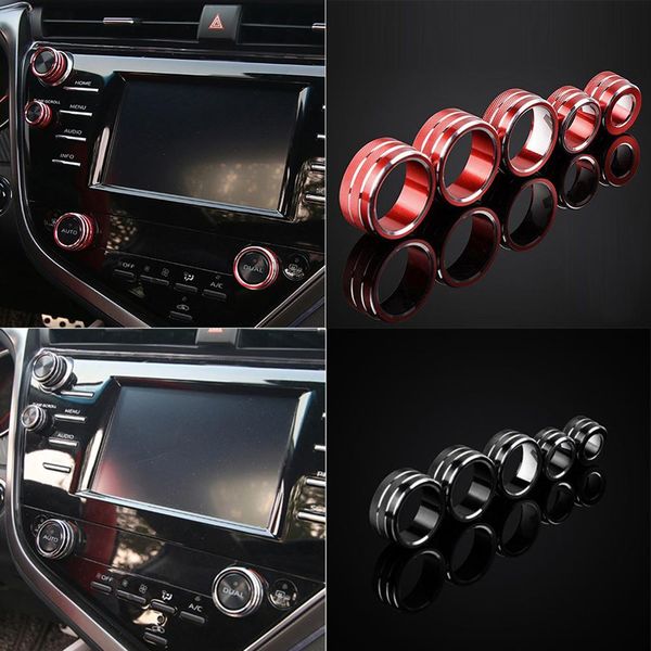 

5pcs ac volume switch button ring cover decor style trim for camry 2018
