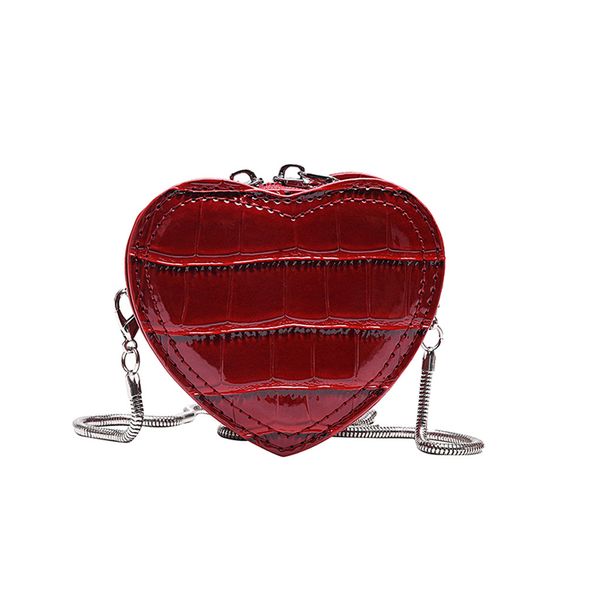 

women serpentine leather heart-shape crossbody bag handle bag chain shoulder bags bolsa feminina de couro #yj