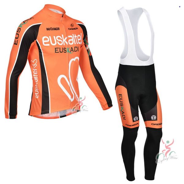 EUSKALTEL Team Cycling Langarm-Trikot-Trägerhosen-Sets Mountainbike-Reitbekleidung kostenlose Lieferung U72315