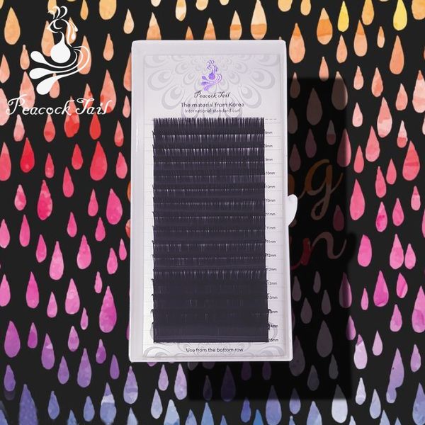 

16rows professional application eyelash extensions matte black individual natural soft eyelashes mix b curl peacock tail