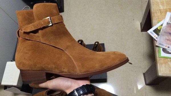 

customized handmade slp man gd suede leather boot genuine leather fashion persional knee suede mid-calf boots, Black